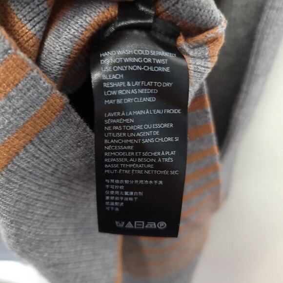 Anthropologie Elise Ribbed Tunic Size Small Gray Orange Stripe Off-the-Shoulder - Picture 6 of 9